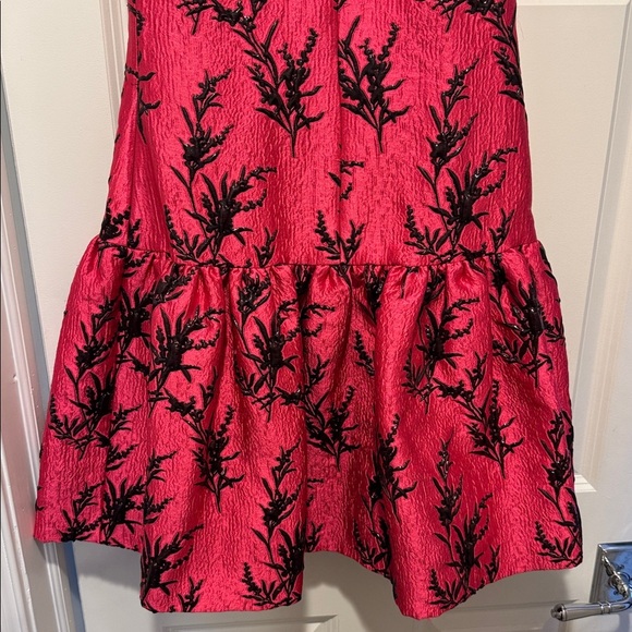 Oscar de la Renta Pink and Black Floral Dress - Picture 3 of 6